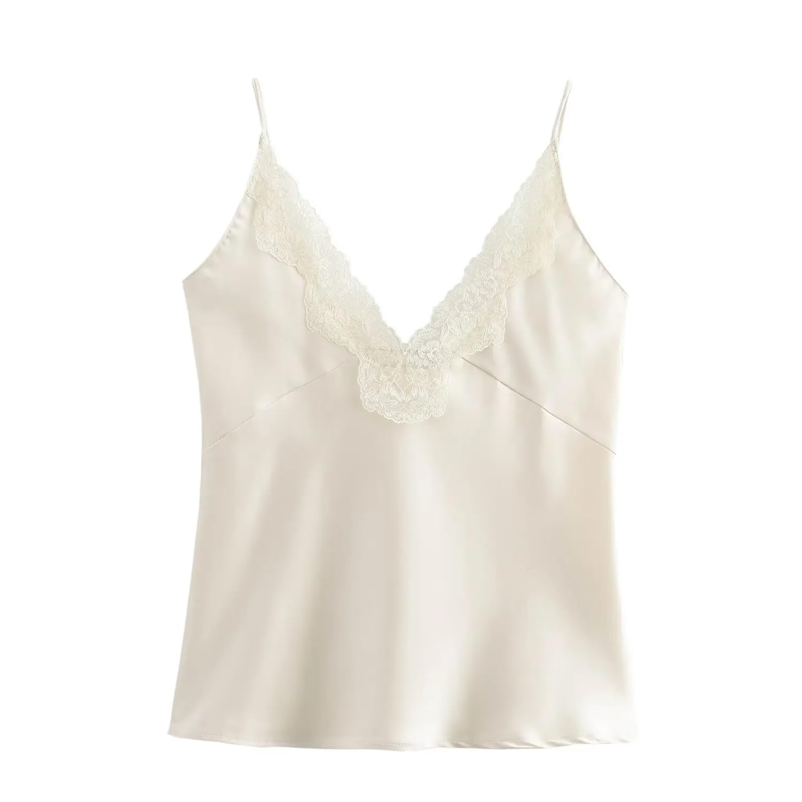 Top de Camisola de Seda Camisola de satén con decoración Encaje for Mujer para IR al Trabajo