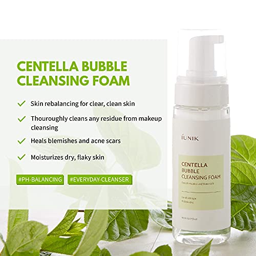 Iunik Calendula Complete Deep Cleansing Oil, 6.70 Fl Oz + Centella Bubble Foaming Facial Cleanser, 5.07 Fl Oz #TOP2