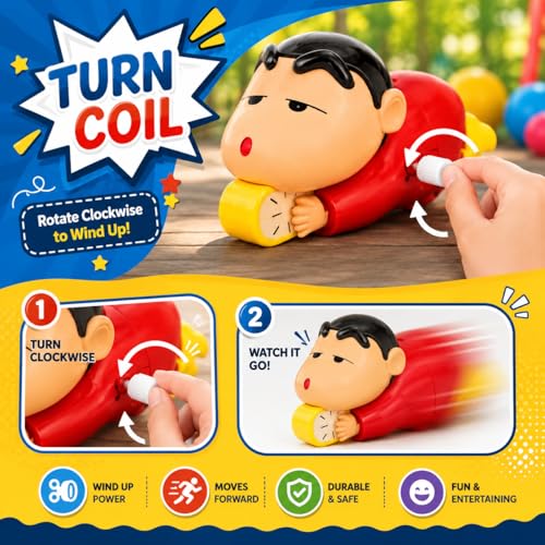 Image of Shopiitoo shin-chan Toy for Kids, Crawling shin-chan Action Figure Movable Toy for Babies, Key Operated Wind Up Toys for Kids