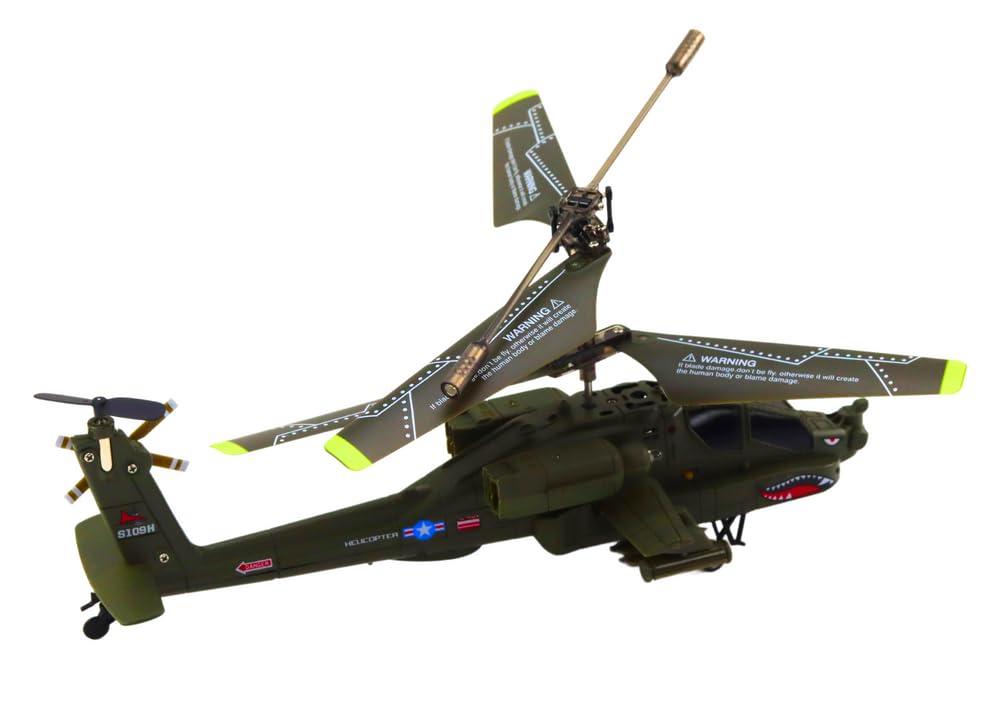 Apache Helicopter Military Helicopter Remote Controlled RC Syma S109H khaki