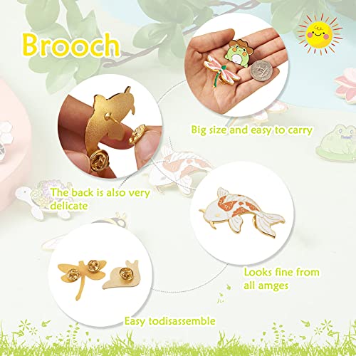 Image of Cheriswelry 12Pcs Bee Butterfly Frog Enamel Alloy Pins Dragonfly Cyprinoid Tortoise Snail Shape Brooch Pins Lotus Lapel Pins 19.5-45.5mm for Clothes Jacket Bags Backpack Hats Decor