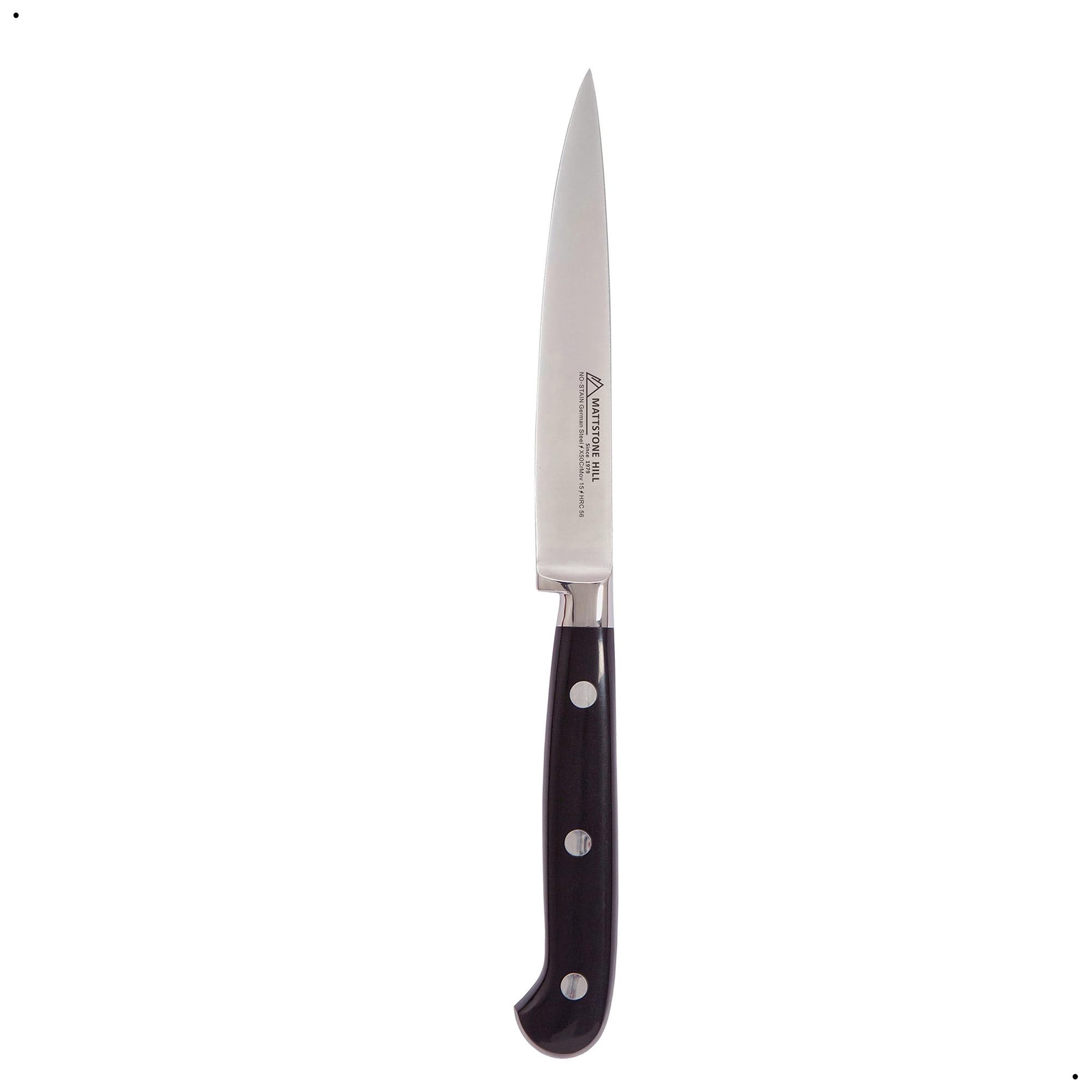 Kitchen Utility Knife - MATTSTONE HILL 4.3" Paring Knife, Vegetable Knife, German Steel, Triple Rivet Handle