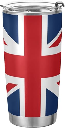 ALAZA Taza aislada de viaje con tapa y pajilla, con diseño de bandera británica de Inglaterra, con tapa y pajilla, botella de agua al vacío de doble