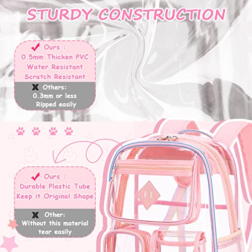 Image of PIG PIG GIRL Clear Backpack for School,Heavy Duty PVC Transparent Bookbag for Girls Stadium Approved See Through Backpack