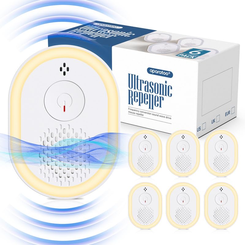 Ahuyentador Ultrasónico de Ratones, 6 Paquetes Ahuyentador Electrónico de Ratones para Interiores Anti Ratones, Control de Ratones Eliminar Ratones