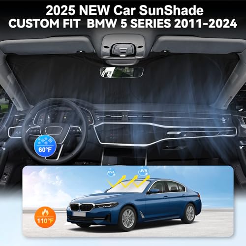for BMW 5-Series Windshield Sun Shade Sunshade Custom Fit for BMW 5 Series G30 G31 2011-2024 2025 Windshield Cover for 530i, 530e, 545i, 550i 525i, 528xi, Front Window Shield Protector Car Accessories