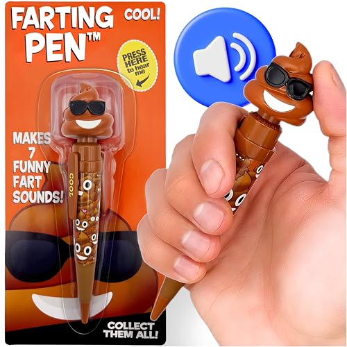 Farting Poop Pen with 7 Funny Fart Sounds - Silly Novelty Gag Gift for Boys & Girls Ages 8-12 Funny Gifts for Kids & Teens Great Birthday Gift Ideas Poop Pen That Actually Farts (Sunglasses)