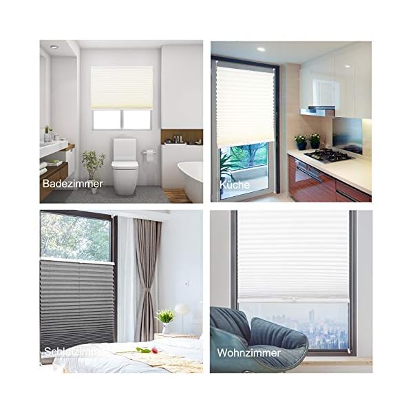 WOLTU Pleated Blinds Polyester No Drilling Easy Fix Pleated Shades Instant Temporary Privacy Blinds for Window or Door Crushed Look #391 - Image 8