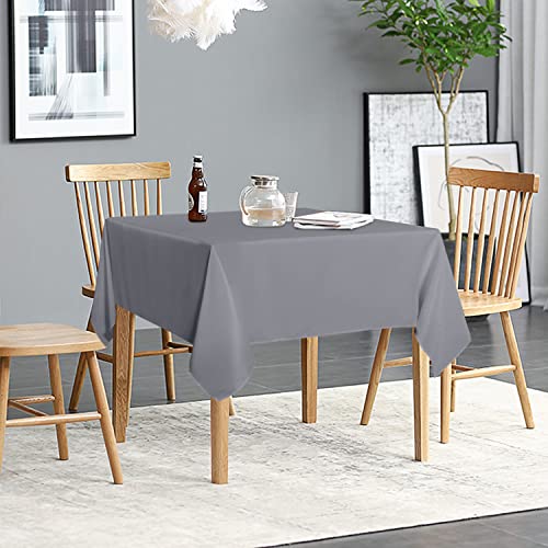 Image of sancua 2 Pack Light Grey Tablecloth 54 x 54 Inch, Stain and Wrinkle Resistant Square Table Cloth - Washable Polyester Table Cover for Dining Tables, Buffet Parties and Camping