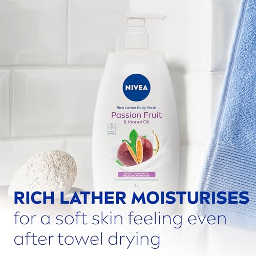 Image of NIVEA Passionfruit & Monoi Oil Body Wash (1L), Rich Lather Shower Gel for Healthy Moisturised Skin, Shower Cream with Fresh Mild Scent for Effective Body Cleansing, detox cleanse, best body wash, soap