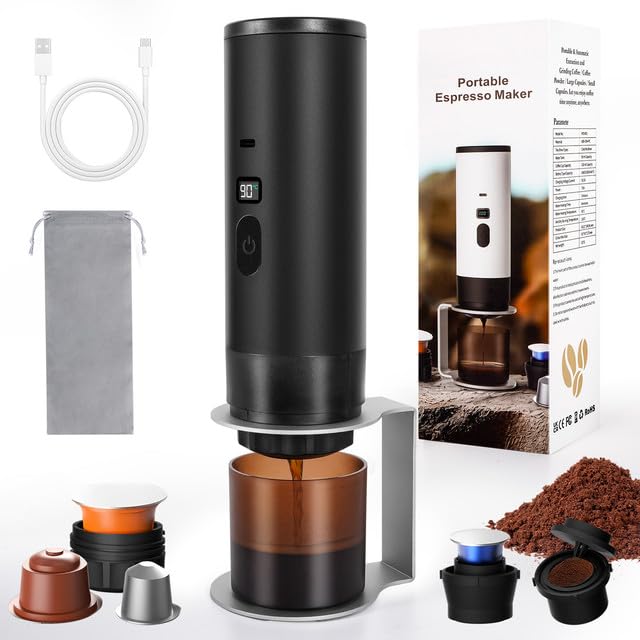 SOPPY Machine à expresso portable avec plateau à café, mini machine à café de camping avec...