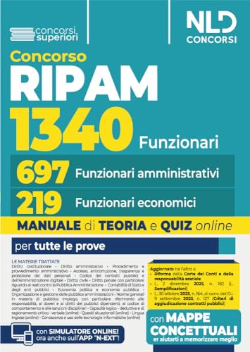 Concorso Funzionari Ripam per 1340 posti. Manuale unico per 697 funzionari amministrativi e 219 funzionari economici con teoria e quiz