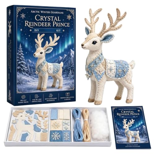 Sulxyi Kit para Costura de Animales en Fieltro Infantil | Lindo Reno Precortado DIY | Set Manualidades | Niños Adultos Adolescentes Hogar Oficina Clase De Arte Vacaciones