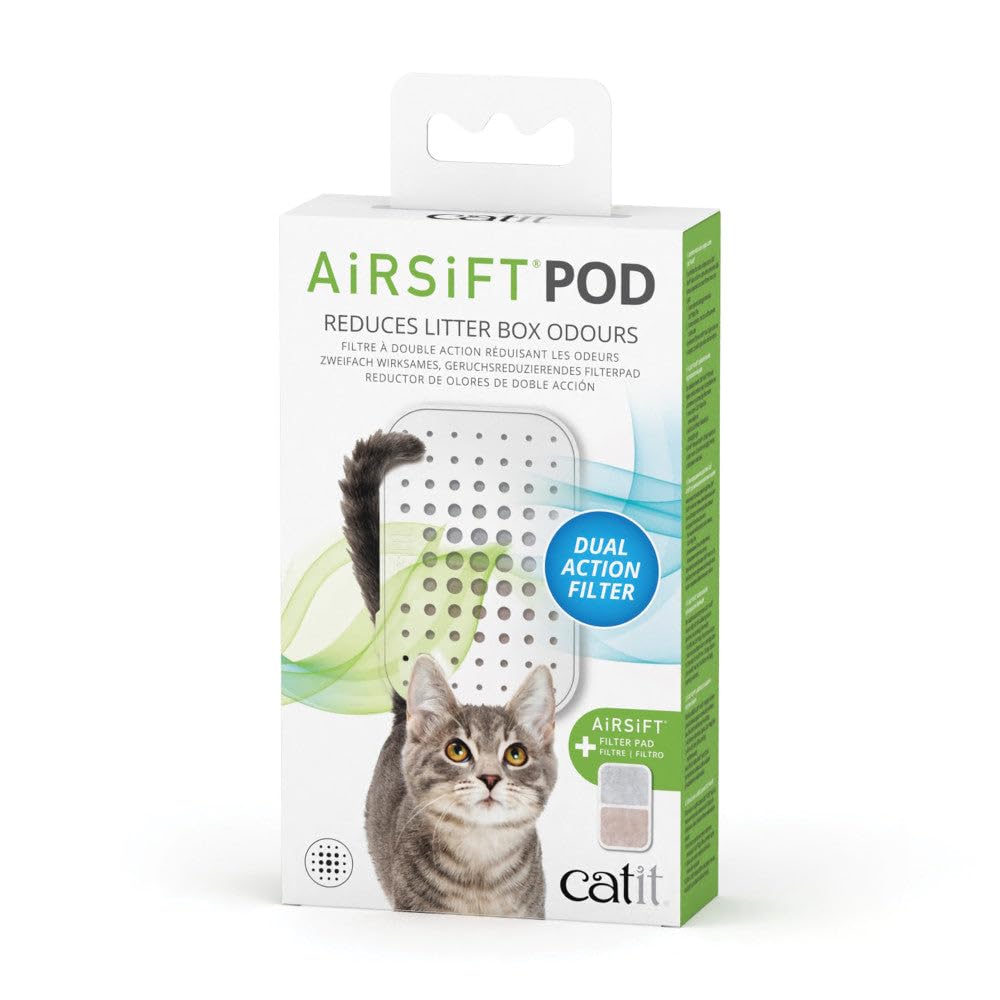 Catit Airsift Dual Action Air Purifier Pad – Two Media Filter to Keep Litter Box Odors at Bay