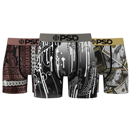 PSD Men's Boxer Briefs - Luster Lux 3 Pack, 5 Inch Inseam, Moisture-Wicking, Boxer Briefs for Men Pack, Medium