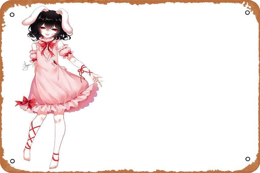 Touhou, Tewi Inaba Anime Poster Home Wall Art Decoration Retro Metal Tin Sign 8x12 inch