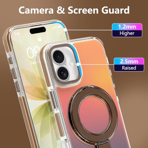 Image of Magnetic for iPhone 17 Case with Stand [Compatible with Magsafe] [Cute Fashion Fluorescent Design] [1 Screen Protector] Slim Translucent Matte Case for iPhone 17 6.3 inch 2025, Desert
