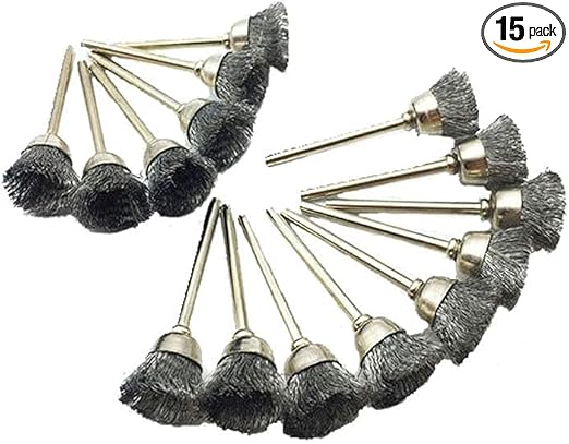 Coarse Crimped Stainless Steel Wire Brush Wheel with 1/8 Inch Shank Fit for Dremel Tool (Bowl Shape)