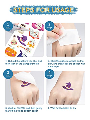20 Fogli Tatuaggi Temporanei di Halloween per