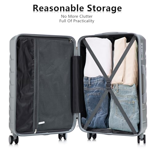 Image of Hardshell Luggage, Lightweight Suitcase with Spinner Wheels, Silver