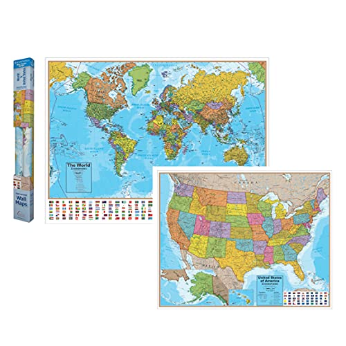 Hemisphere - Hmxx Waypoint Geographic S Blue Oceans Maps - World And Usa Map Two Pack - Poster Size Wall Art - Current Up To Date Geography, Ships Rolled And Laminated #TOP1