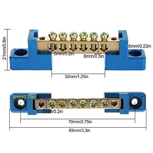 Laniakea Grounding Bus Bar Terminal Block 10 Pcs Terminal Block 6 Positions Terminal Strip Brass Electrical Bus Bar For Junction Box Trucks Cars Yachts Industrial Motor Controller Boating Wiring #TOP1