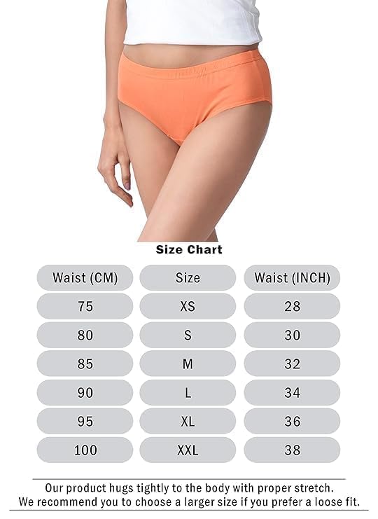 Image of Womens Underwear Cotton Hipster Panties Mid Rise Regular & Plus Size (S to 3XL) (Pack of 6) (Multicolour)
