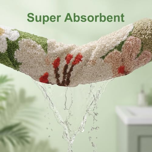 Image of Cute Flower Bath Mat, Ultra Soft Absorbent Bathroom Shower Rug with Non-Slip TPR Backing, Washable Decorative Floor Mat for Bathtub Shower Bedroom Living Room 23.6 inch x 31.5 inch