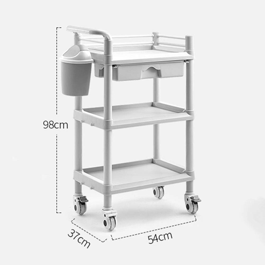 Camiones de Almacenamiento, Cocina Movables Trolleys, Salón de Belleza Trolley Abs con Equipo de Laboratorio Médico Carteles Carro de Cartinería con Rueda/With Drawer/L