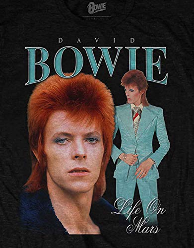 David Bowie T Shirt Life on Mars Homage Logo Nouveau Officiel Homme Noir - Les Beatles, Paul McCartney, John Lennon, RIngo Starr, George Harrison David Bowie T Shirt Life on Mars Homage Logo Nouveau Officiel Homme Noir – Image 4
