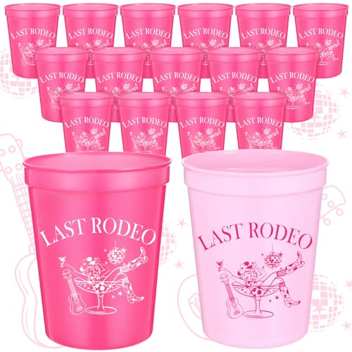 Image of Yungyan 24 Pack Bachelorette Party Plastic Cups Bulk 16oz, Last Rodeo
