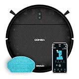 Cecotec Robot Aspirapolvere con Navigazione Giroscopica e App Conga M10 X-Treme. 2000Pa, Spazza, Aspira, Lava e Passa il Mocio, Autonomia 120min, Sensori Anticaduta e 2 Spazzole Laterali