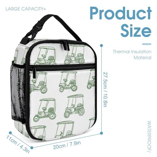 Golf Carts Backpack Shoulder Bags Lunch Bag Pencil Case Box 3 Set Daypack Cute4