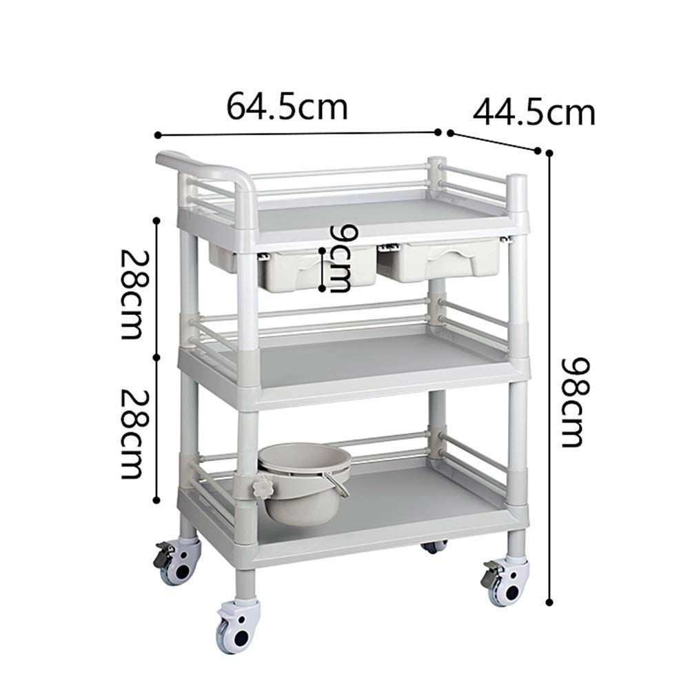 Carrello da cucina a 3 livelli con doppio cassetto – Carrello portaoggetti mobile per casa e salone – Materiale ABS facile da pulire