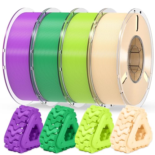 Image of RAMBERY PLA+ 3D Printer Filament Bundle 4KG, Toughness Upgraded 1.75MM 3D Printing Filament Fit Most FDM Printers，Purple /Green /Bright Green /Skin Color，1KG X 4 Spools