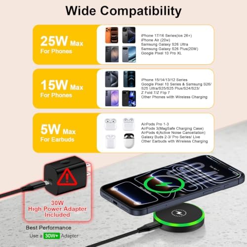 25W Magnetic Wireless Charger Magsafe Charger for Samsung S26 Ultra/S26Plus - 4