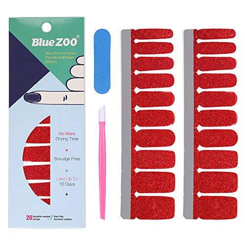 Nail Polish Strips, 20 Fullnail Stylish Strips, Nail Art Wraps Sticker, Self Adhesive Nail Decals, Brighter, Thicker, Tougher Nail Decoration for Women and Girls Includes Cuticle Stick, Nail File