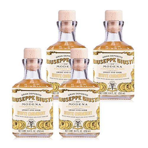 Giuseppe Giusti White Wine Vinegar - White Balsamic Vinegar - Italian Made - Aged Balsamic Vinegar - Fruity and Sweet - Salad Dressing - Modena Balsamic Vinegar - 8.45fl oz (250ml) - Pack of 4
