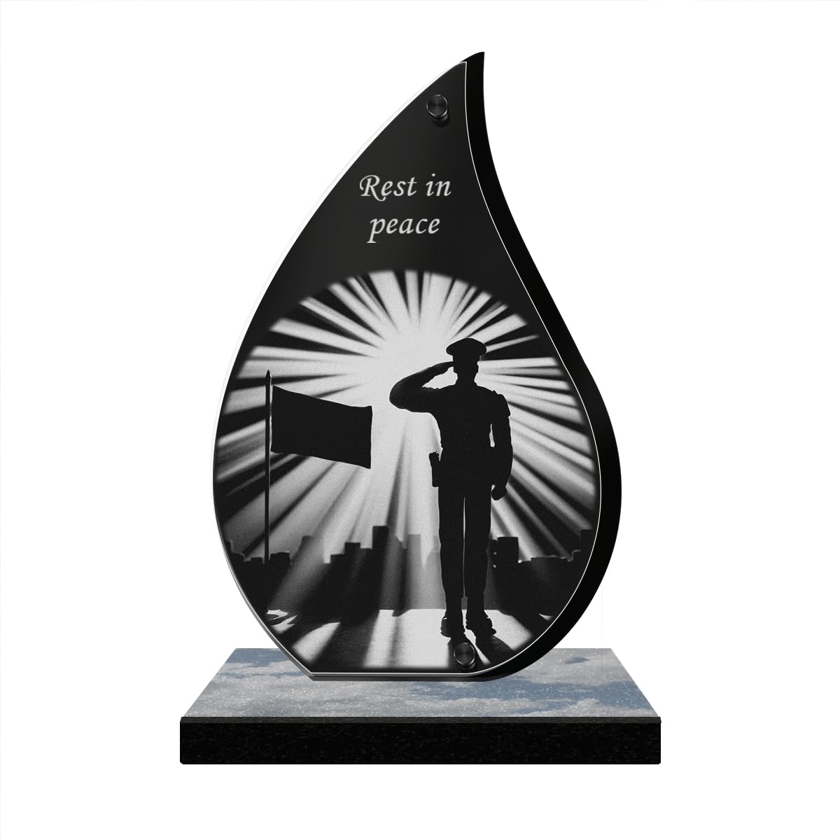 ETERNEL - Personalized Memorial Plaque Glow - Military, Police, Soldier, Army - Customizable text, laser-engraved memorial plaque for tribute, cemetery plaque, mortuary, mourning, funeral