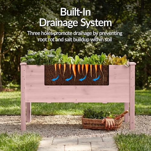 Image of Best Choice Products 48 inch x 24 inch x 30 inch Raised Garden Bed with Extra Deep 16 inch Depth, Elevated Wood Planter Box Stand for Backyard, Patio, Balcony, Natural Fir Wood - Pink