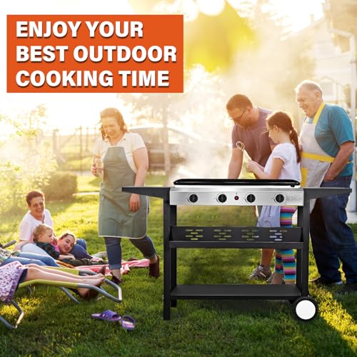 Hykolity 4 Burner Flat Top Gas Griddle With Ceramic Coated Iron Pan, 40,000 Btu Outdoor Propane Bbq Griddle thumb #7