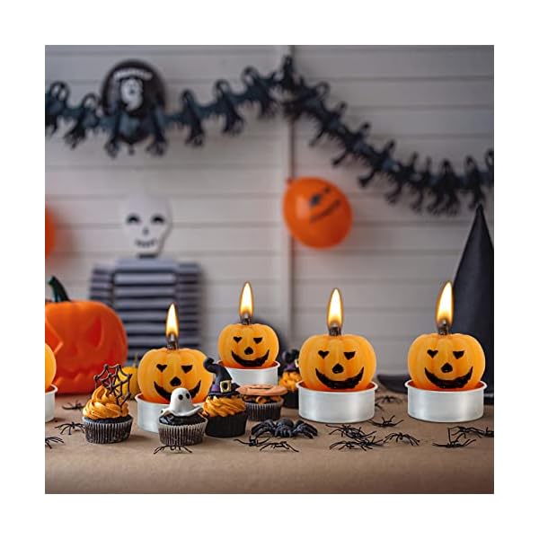 Pumpkin halloween celebration candles real flaming bright vivid smiley candles for fall thanksgiving table decor indoor party decor  urban country home decor