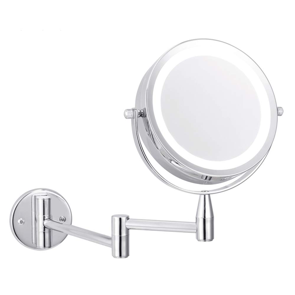 Folding Makeup Mirror 5X Magnifying LED Lighted Vanity, Portable Illuminated Bathroom Shaving 360° Swivel for and Spa