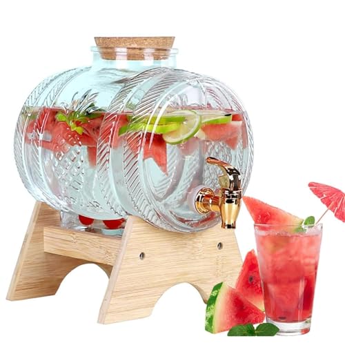 Image of 5.5 Litre Footed Glass Juice Dispenser with Tap | Prime Detox Mason Jar Beverage Dispenser Counter Table Top Infused for Water, Beer, Juice, Liquor Dispenser Pack of 1