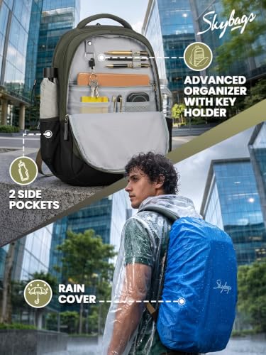 Image of Skybags Metro Office Laptop Backpack for Men & Women, Black Olive
