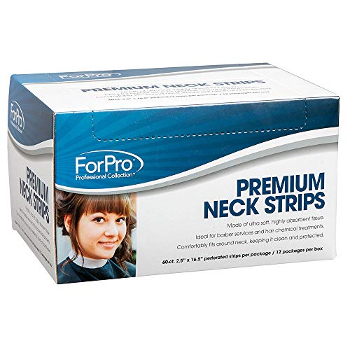 ForPro Professional Collection Premium Neck Strips, Perforated Salon & Barber Tissue Strips, 2.5” W x 16.5” L, 720Count (Pack of 12 – 60 Neck Strips)