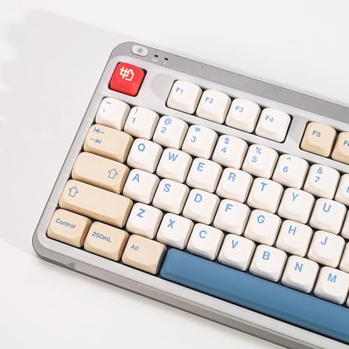 Image of KBDiy Soymilk KOA Profile Keycaps Set, 140 Keys Dye-Sublimation PBT Cute Custom Keycaps, Compatible with 60% 75% 100% Cherry Gateron MX Switches Mechanical Keyboards(ONLY KEYCAPS)