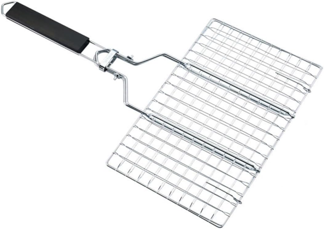 SUPVOX 1Pc Outdoor Bbq Grilling Basket Stainless Steel Cookware with Long Handle Easy Clean Bbq Baking Net for Picnics Housewarming present for Grilling Vegetables Meat Seafood