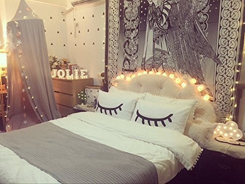 Riseon Cute 2 Pcs Cotton White Embroid Closed Eyes Sleeping Eye Lashes Eyelash Statement Pillow Cases Cover Standard Size Bedroom Pillowcases Valentine Gift-19 X 29 Inches #TOP2