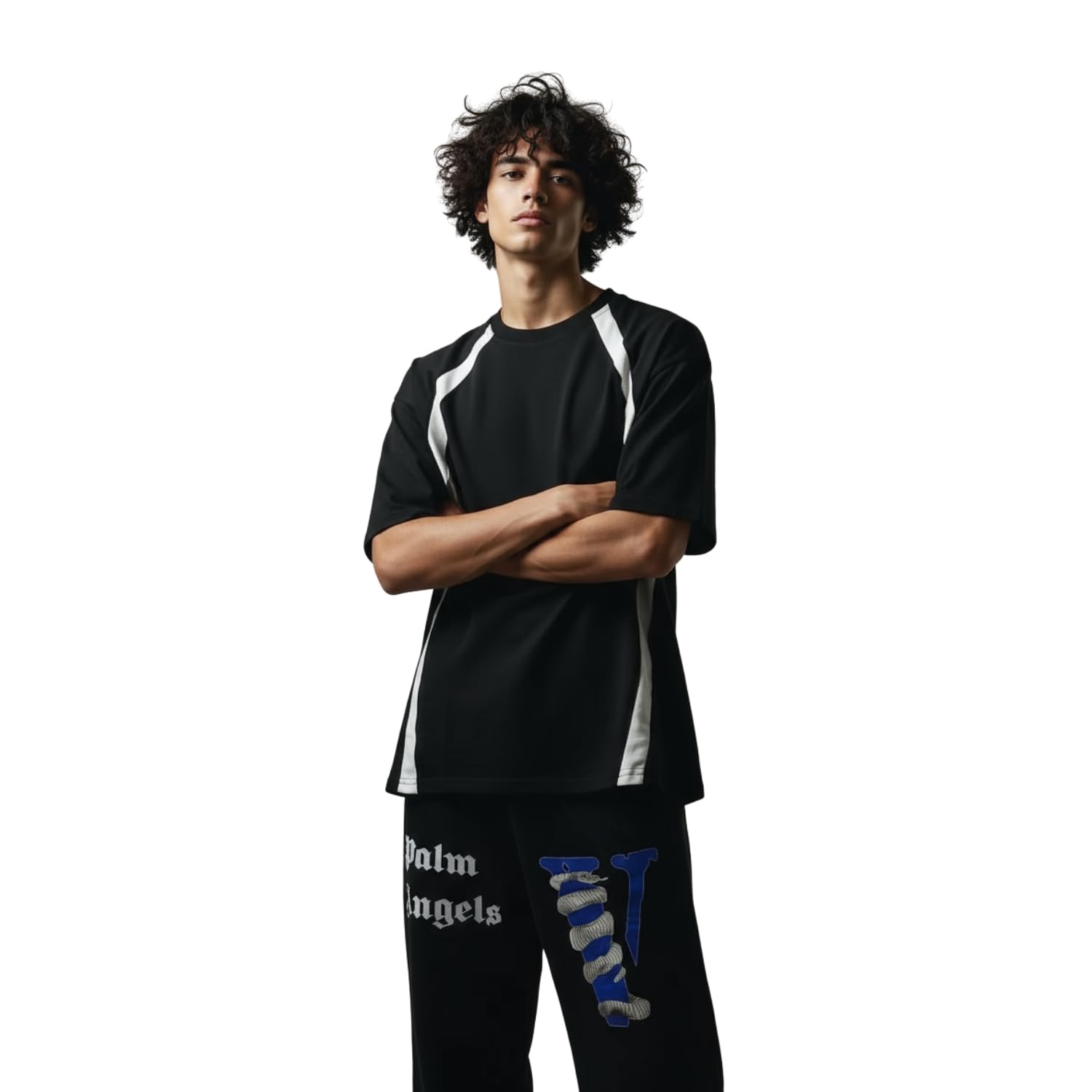 yunaylife Men’s Black Co-ord Set Style Printed Joggers | French Terry T-Shirt & Pants | Relaxed Fit Streetwear Outfit-picture-11